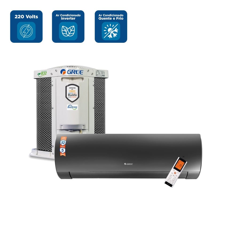 Ar Condicionado Split Hi Wall Inverter Gree G-Diamond 12000 BTU/h Quente e Frio GWH12ACC-D6DNA1A/O ¿ 220 Volts