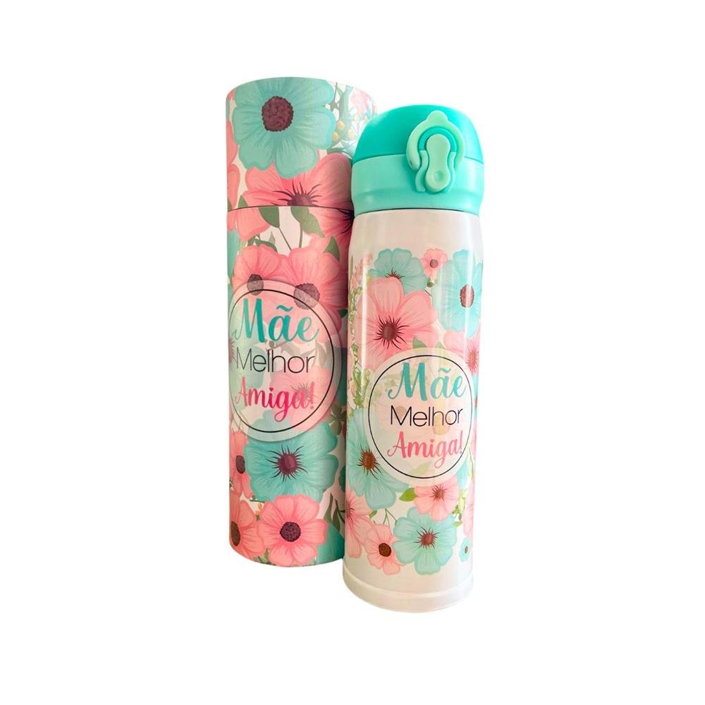Garrafa Termica Amor De Mae 400Ml De Inox Com Estojo Ref Hg57742