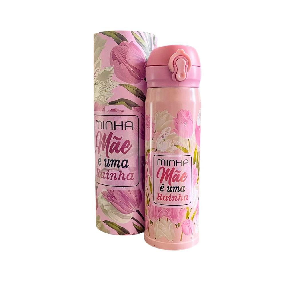 Garrafa Termica Amor De Mae 400Ml De Inox Com Estojo Ref Hg57742