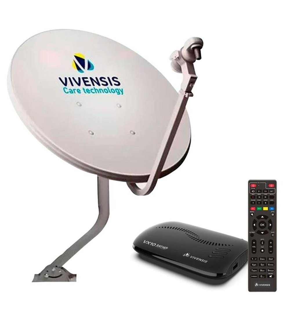 Combo Receptor Digital Vivensis VX10, Preto + Antena Parabólica Vivensis Mini 60 CM
