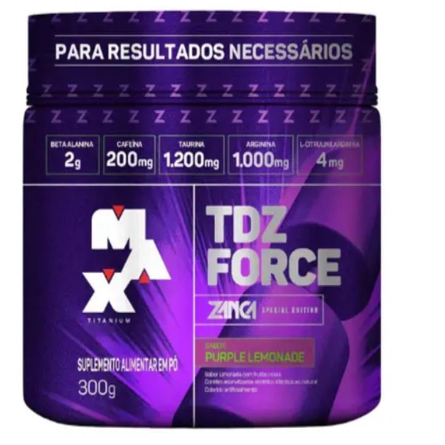Pré Treino TDZ Force - Zanca Special edition Pote 300g Purple Lemonade