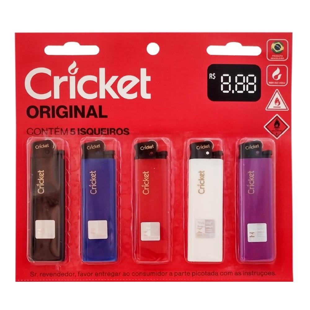 Isqueiro Original Classic Cricket Cartela Com 05 Unidades