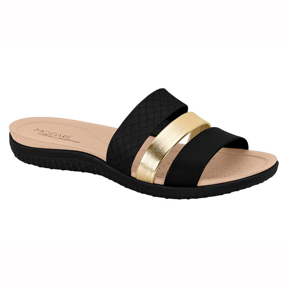 Tamanco Modare 7125.200.26380.16579 Preto Dourado 34-39 Com 12 Pares
