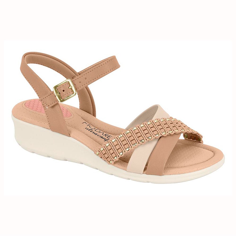 Sandalia Modare 7190.102.29650.102153 Nude Dourado Creme 34-39 Com 8 Pares