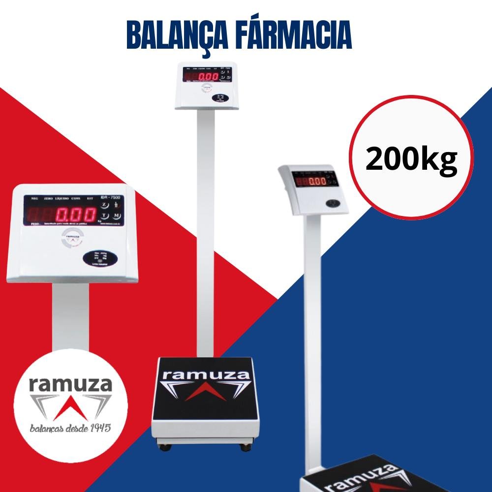 Balança De Pesar Pessoa Ramuza Cor Branca 200KG Sem Régua Plataforma C 35 x L 35 x A 98