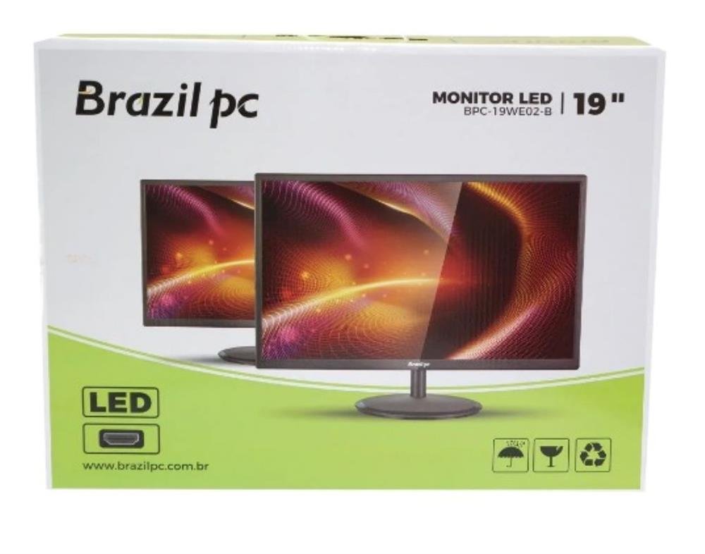 Monitor Led Brazil PC 19" BPC-19WE02-B Preto Widescreen