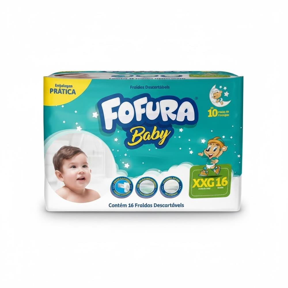 FRALDA DESCARTAVEL FOFURA BABY PRATICO EXTRA EXTRA GRANDE 8X16