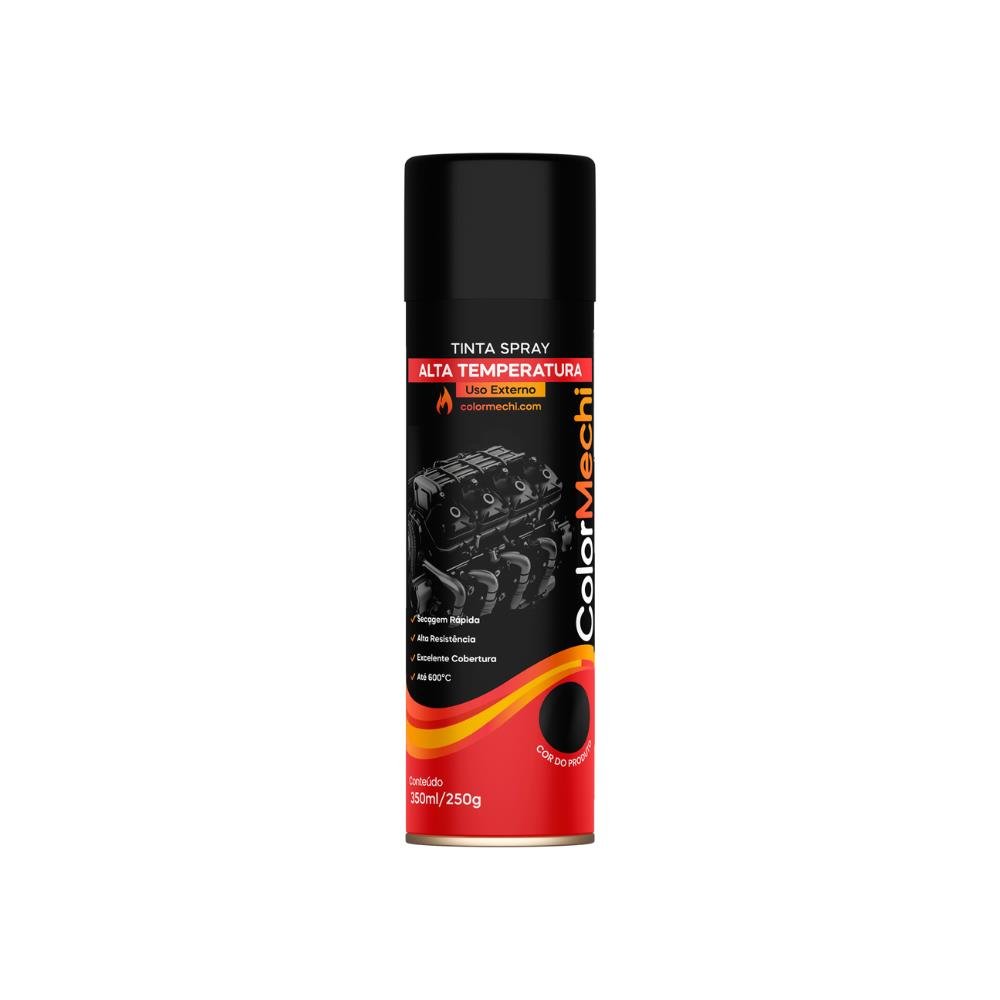 Tinta Spray 350Ml Alta Temperatura Preto Fosco Colormechi