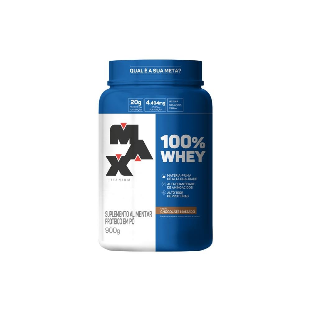 100% Whey Chocolate Maltado Max Titanium Pote 900g