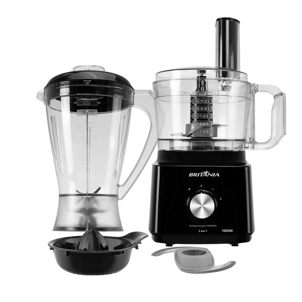 Multiprocessador de Alimentos Britânia BMP900 - 3 em 1, 1000W, Preto, 220V
