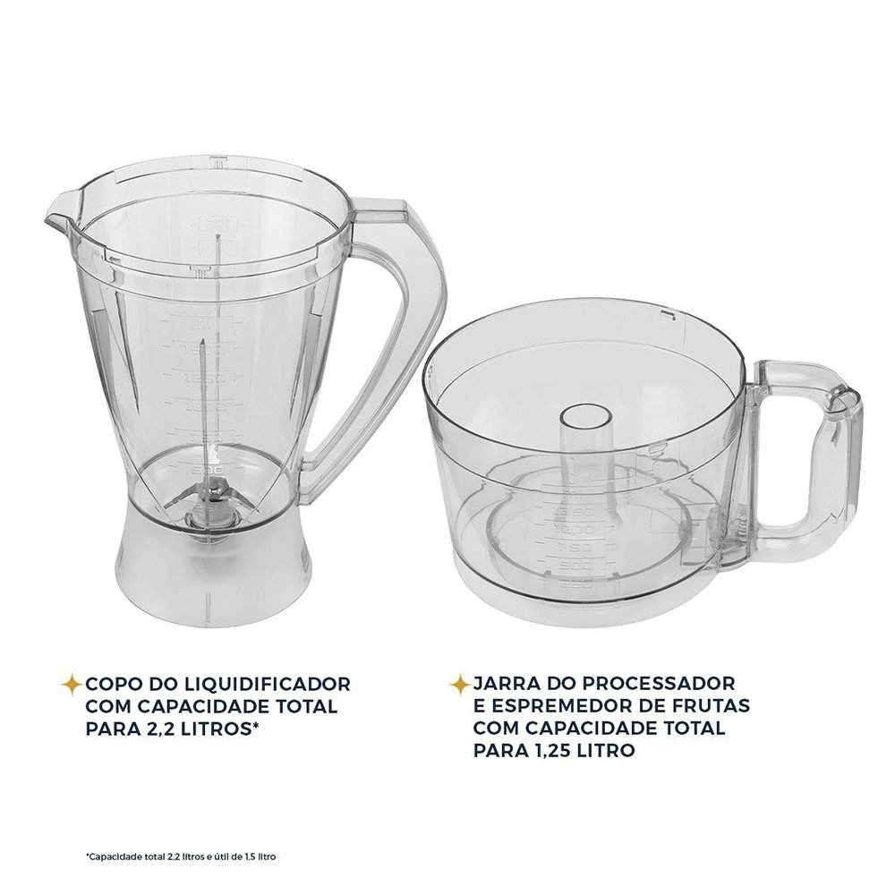 Multiprocessador de Alimentos Britânia BMP900 - 3 em 1, 1000W, Preto, 220V
