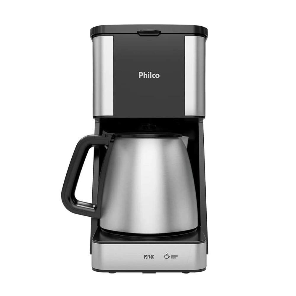Cafeteira Elétrica Philco PCF40C - 40 Cafés, Jarra em Inox, Preto, 110V