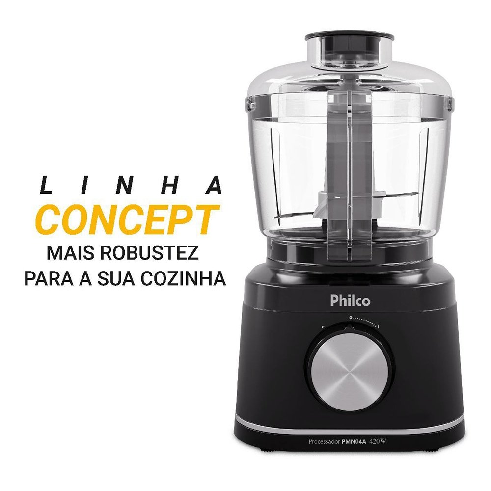 Processador Philco PMN04A - 1 Velocidade + Pulsar, 420W, Preto, 110V