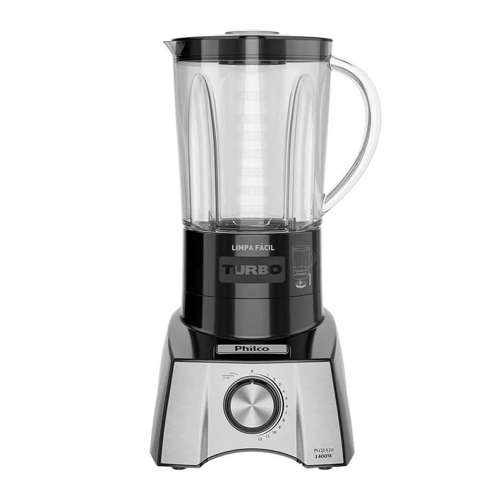 Liquidificador Philco PLQ1430P 1400W 12 Velocidades + Pulsar - Copo Tritan, 3 Litros, Preto, 110V