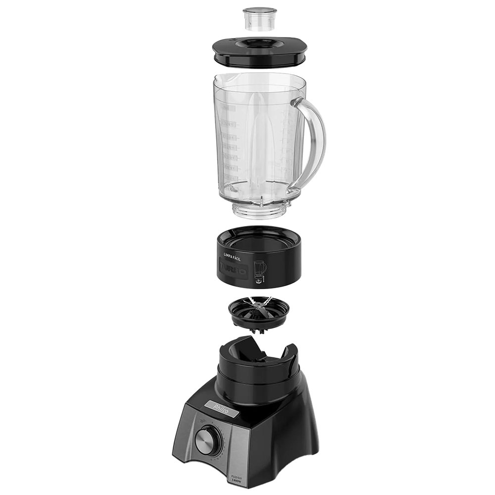 Liquidificador Philco PLQ1430P 1400W 12 Velocidades + Pulsar - Copo Tritan, 3 Litros, Preto, 110V