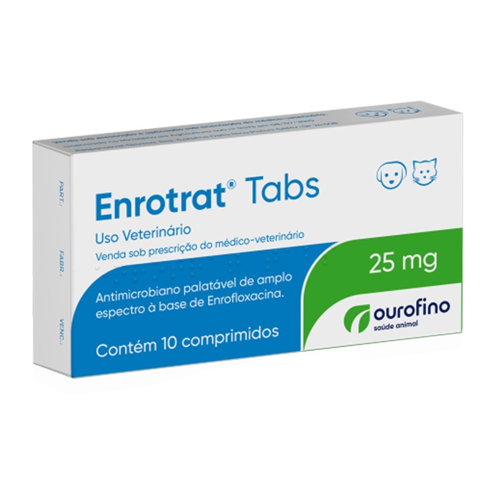 Enrotrat Ourofino Enrofloxacina 10 Comprimidos 25mg
