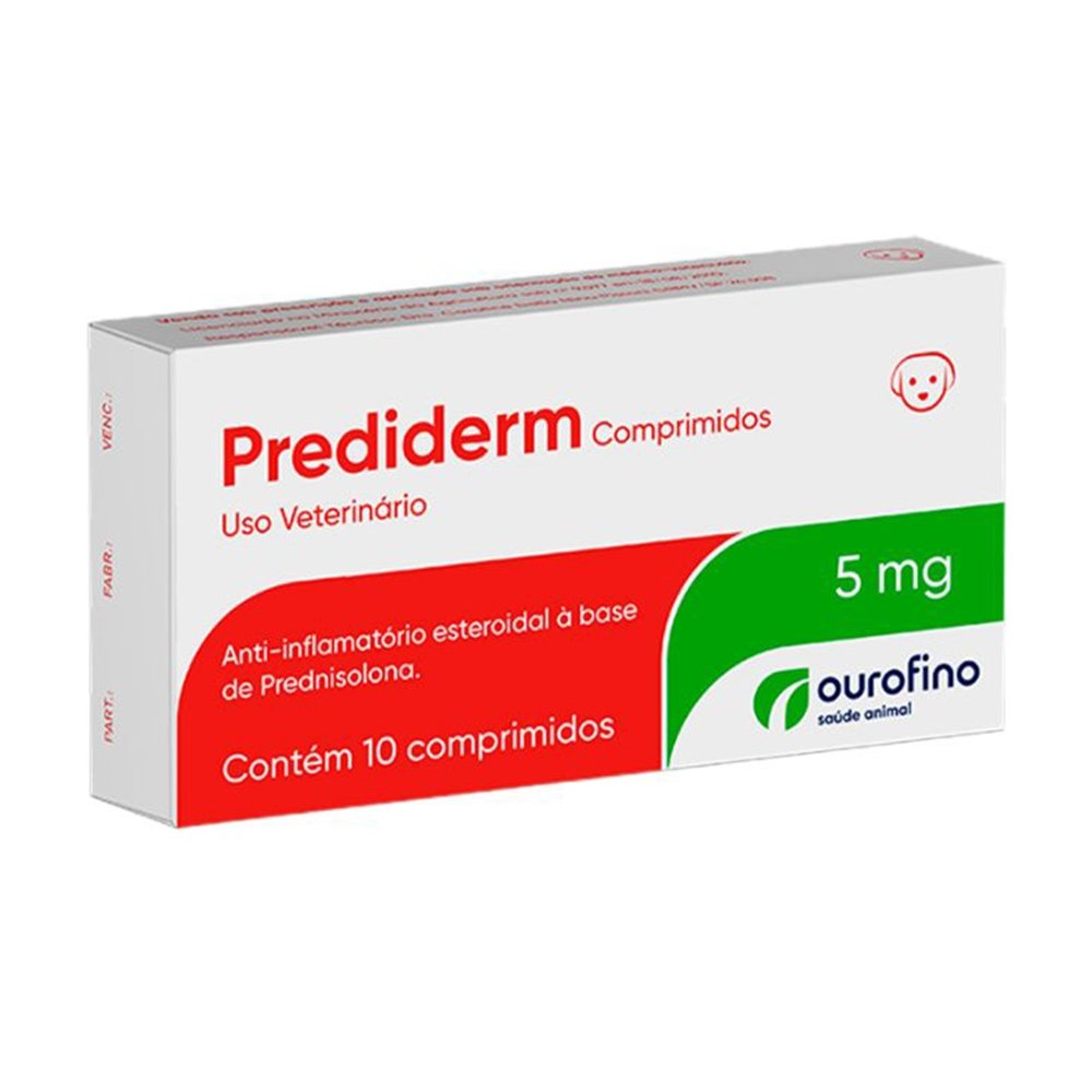 Anti Inflamatório Prediderm Ourofino Prednisolona 5mg - 10 Comprimidos