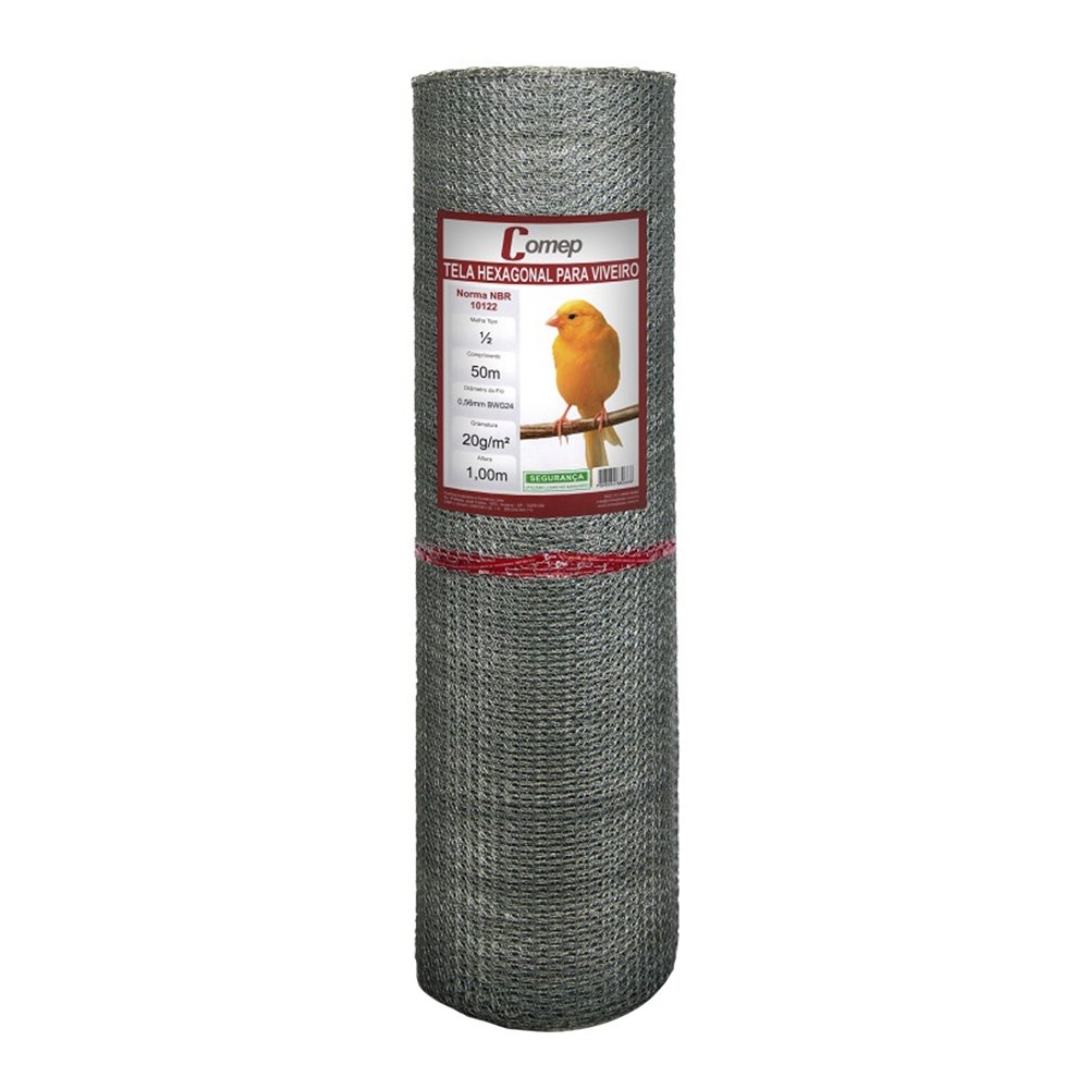 Tela Hexagonal para Viveiro Comep Zincagem Leve 1,00m x 50m