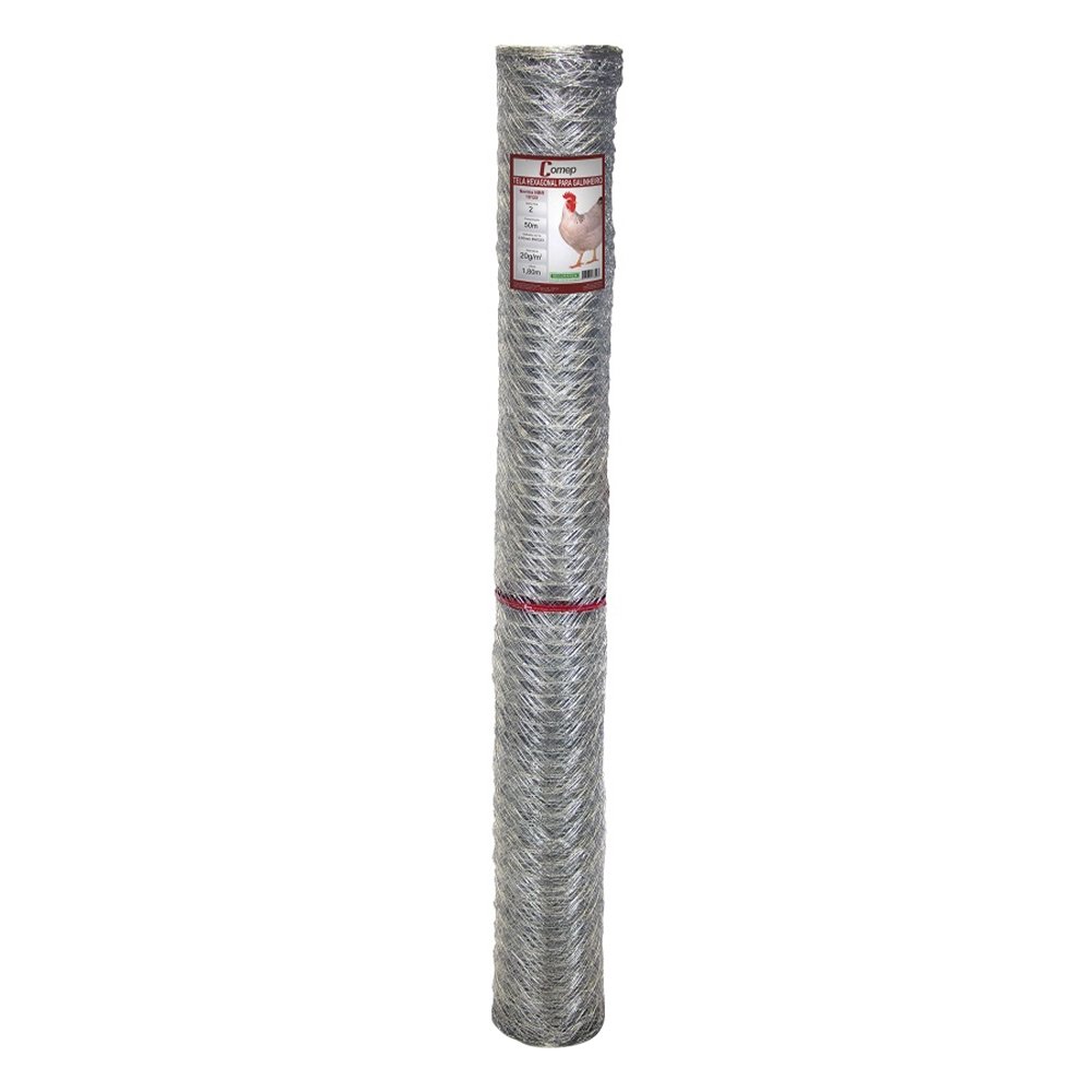 Tela Hexagonal Comep para Galinheiros Zincagem Leve 2x23x1,80m 50m
