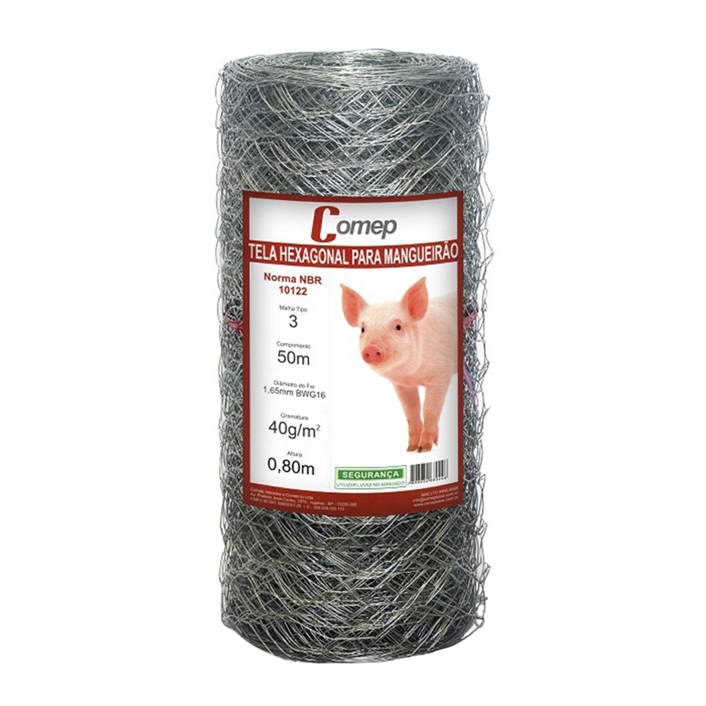 Tela Hexagonal Comep Para Mangueirão Zincagem Leve 3 X 16 X 0,80m 50m
