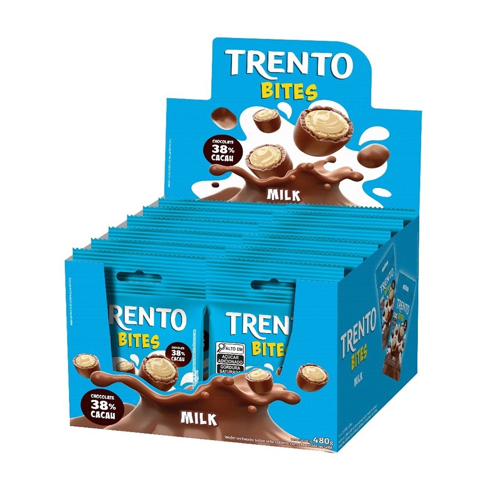 Chocolate Trento Wafer Bites Milk 40g - Embalagem com 12 Unidades