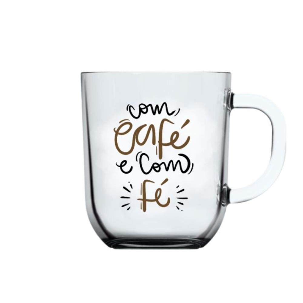 Caneca 300Ml Toronto Vidro Decorada