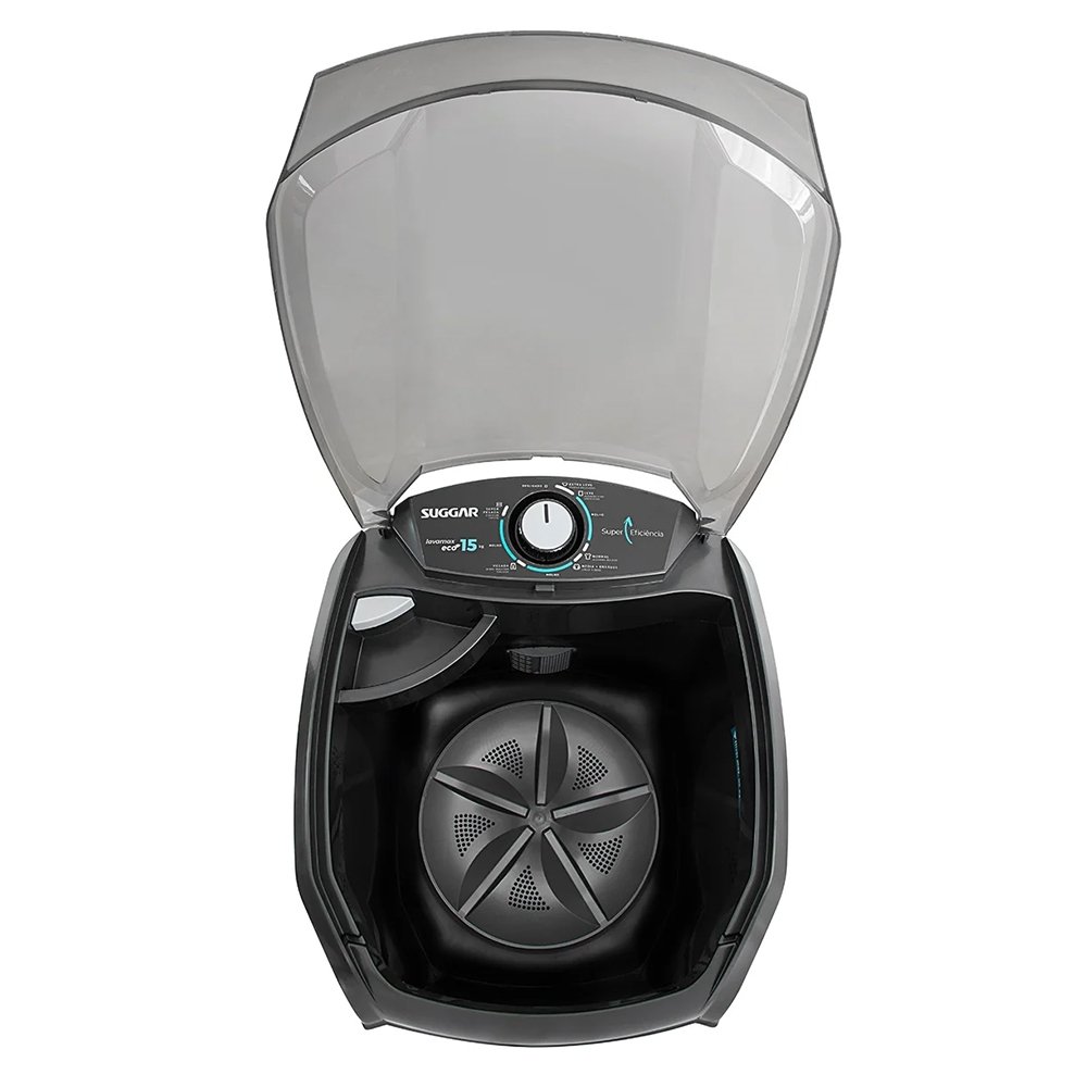 Lavadora de Roupas Semi Automática Suggar Lavamax LE1521 - Eco 15kg, Preto, 110V