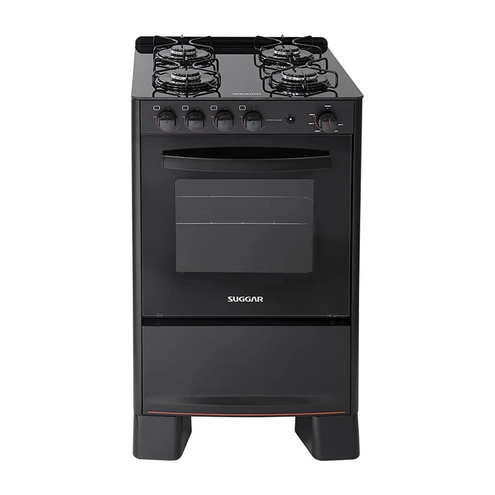 Fogão de Piso Suggar Cook Glass - Mesa de Vidro, Preto, Bivolt