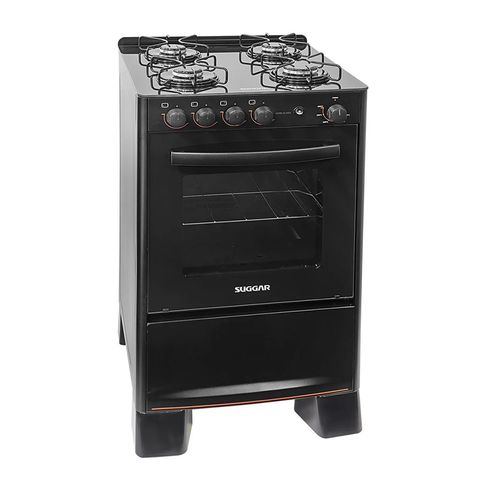 Fogão de Piso Suggar Cook Glass - Mesa de Vidro, Preto, Bivolt
