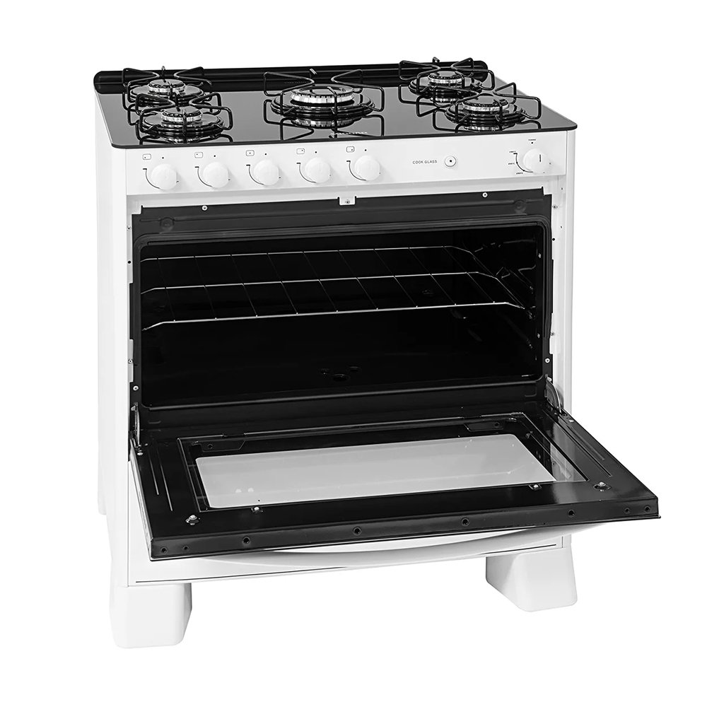 Fogão De Piso 5 Bocas Suggar Cook Glass - Mesa De Vidro, Branco, Bivolt