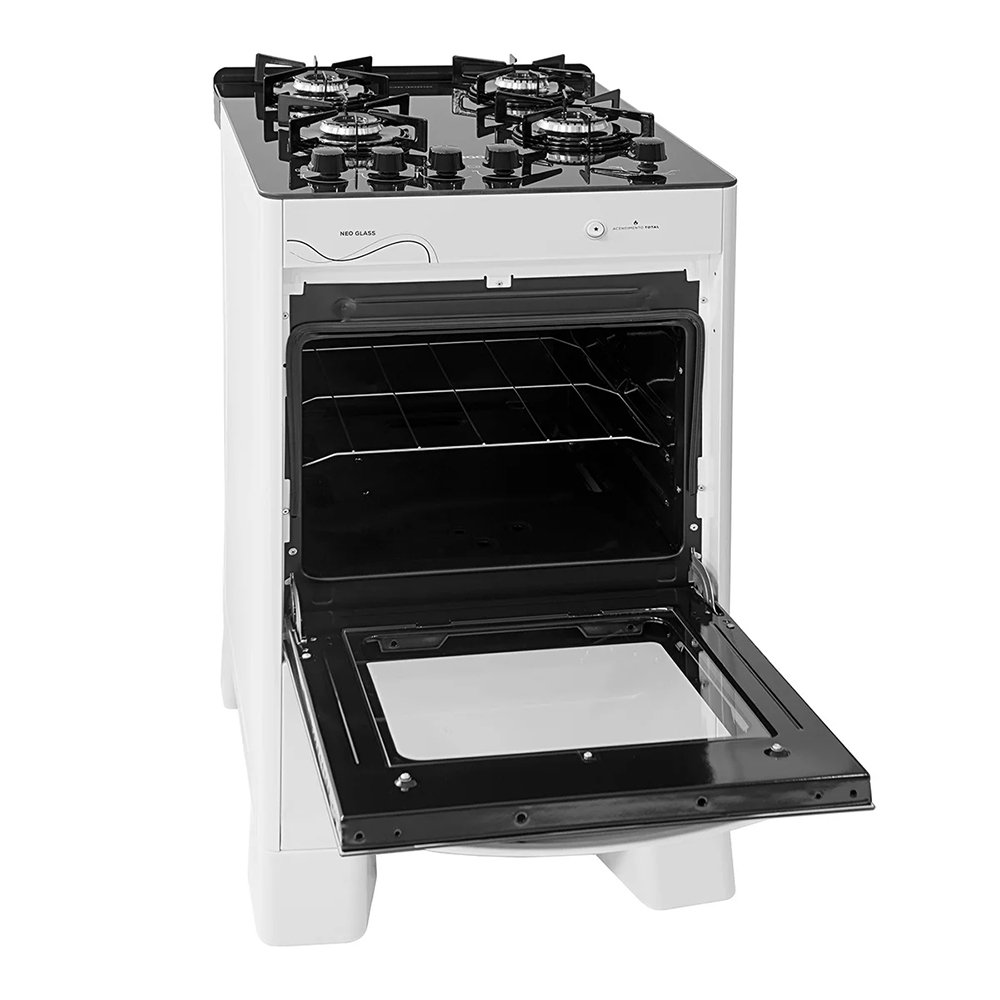 Fogão De Piso 4 Bocas Suggar Neo Glass - Mesa De Vidro, Branco, Bivolt