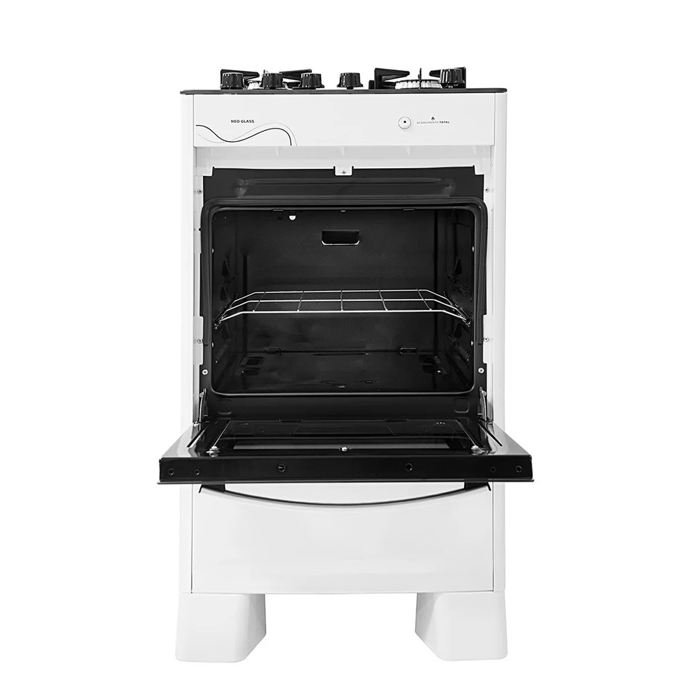Fogão De Piso 4 Bocas Suggar Neo Glass - Mesa De Vidro, Branco, Bivolt