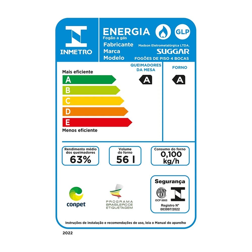 Fogão De Piso 4 Bocas Suggar Neo Glass - Mesa De Vidro, Branco, Bivolt