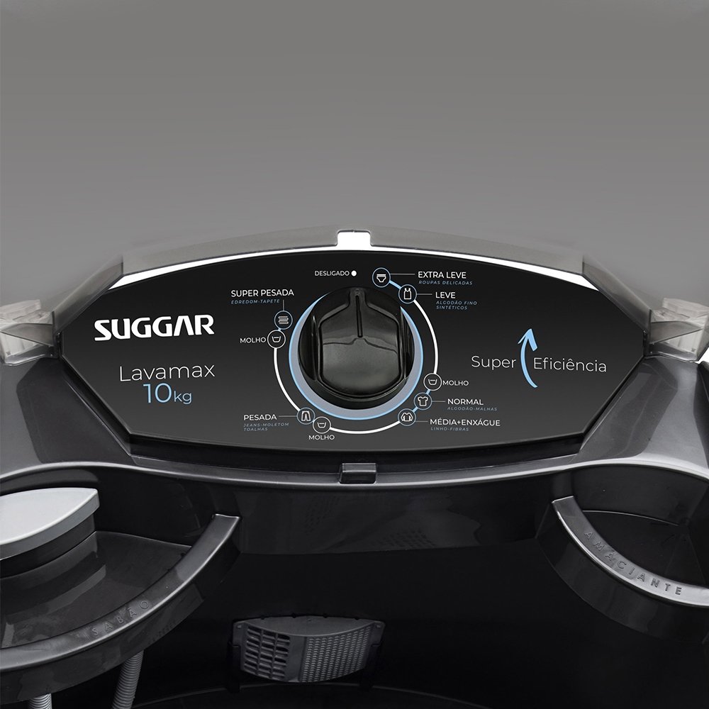 Lavadora De Roupas Semi Automática Suggar Lavamax LX1022 - 10Kg, Preto, 220v