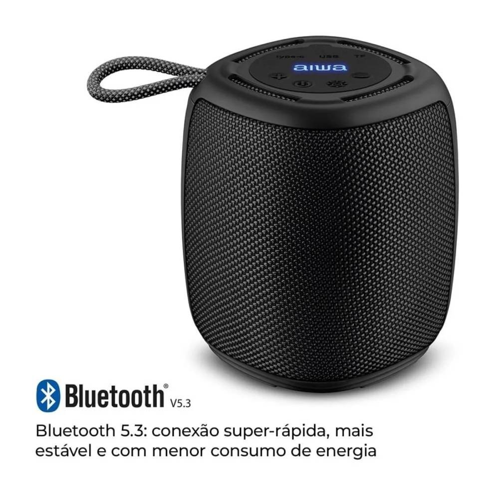 Caixa de Som Aiwa Mini Speaker AWS-SP-03-B - Bateria, 15W RMS, Preto