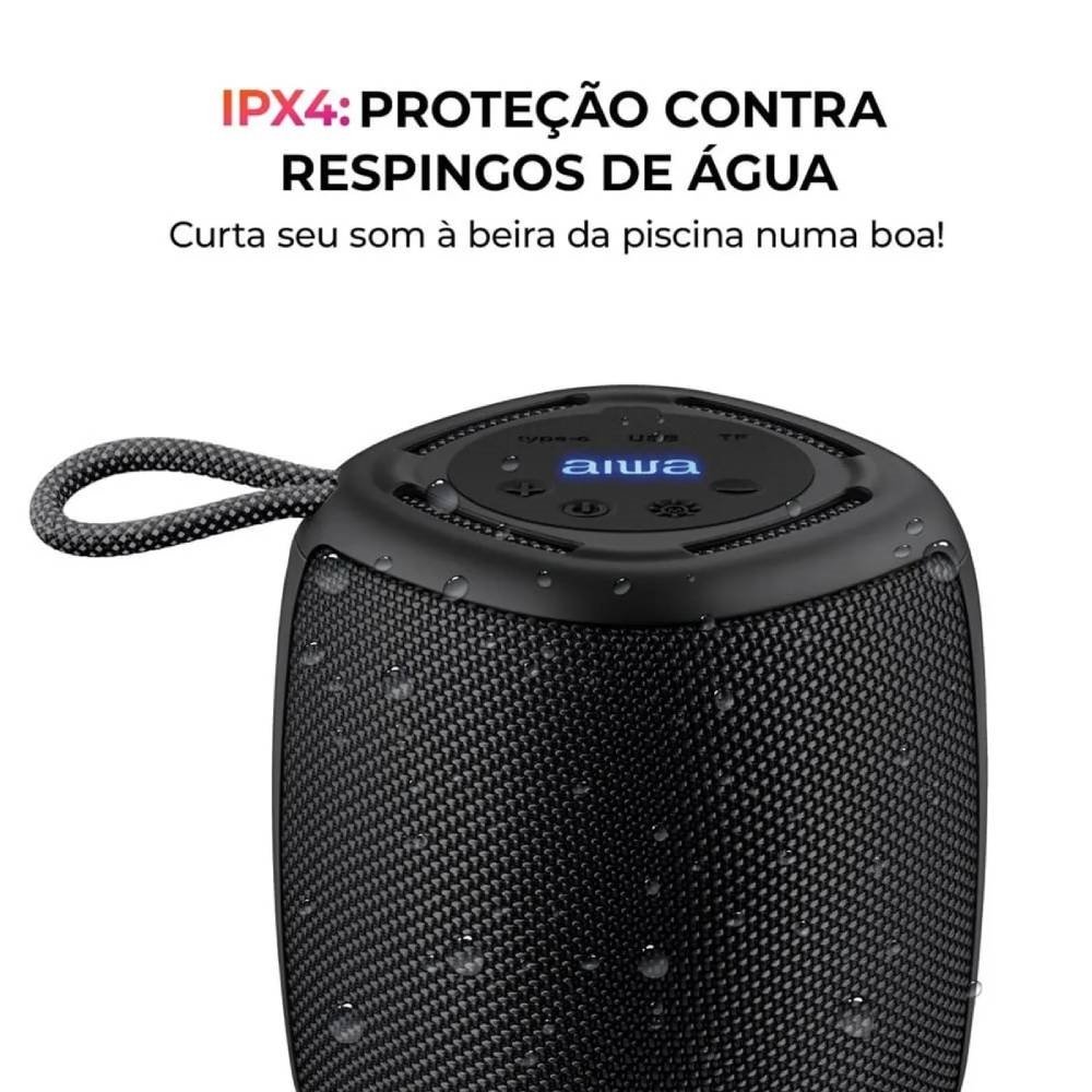 Caixa de Som Aiwa Mini Speaker AWS-SP-03-B - Bateria, 15W RMS, Preto