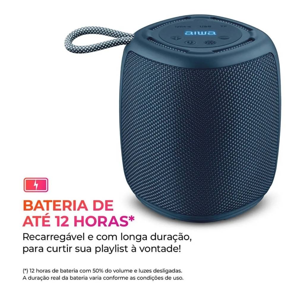 Caixa de Som Aiwa Mini Speaker AWS-SP-03-BL - Bateria, 15W RMS, Azul