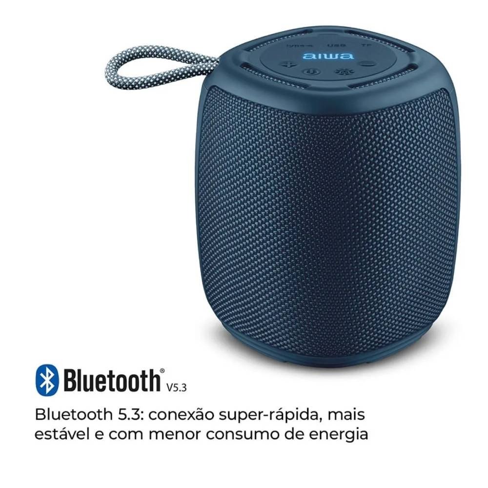 Caixa de Som Aiwa Mini Speaker AWS-SP-03-BL - Bateria, 15W RMS, Azul