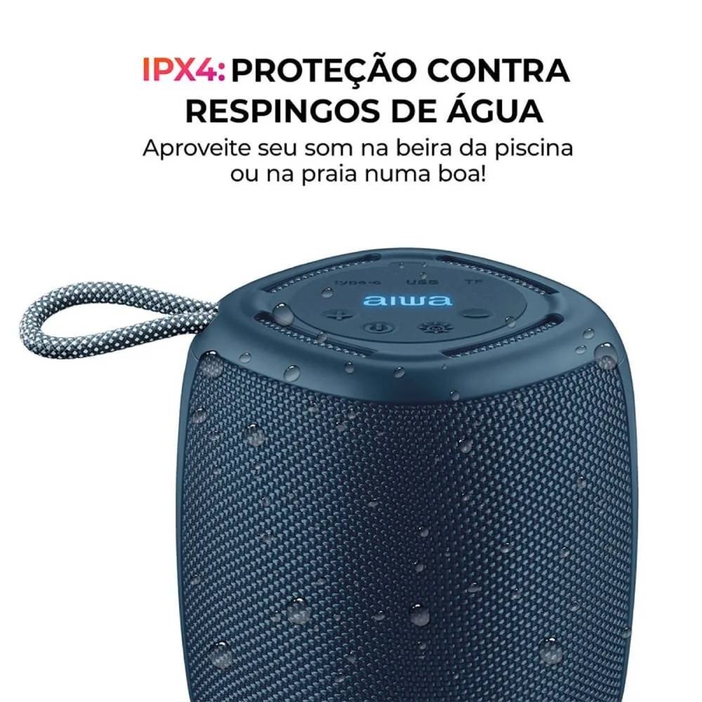Caixa de Som Aiwa Mini Speaker AWS-SP-03-BL - Bateria, 15W RMS, Azul
