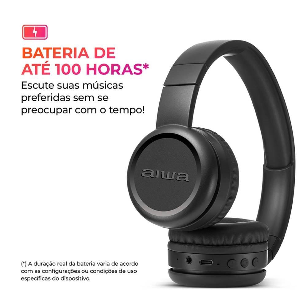Fone de Ouvido Aiwa AWS-HP-03-B - Bluetooth, Preto