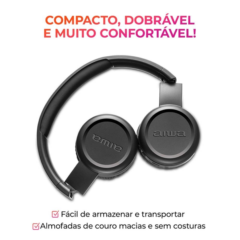Fone de Ouvido Aiwa AWS-HP-03-B - Bluetooth, Preto