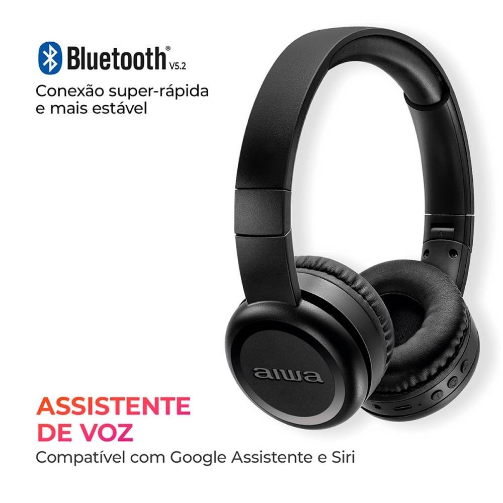 Fone de Ouvido Aiwa AWS-HP-03-B - Bluetooth, Preto