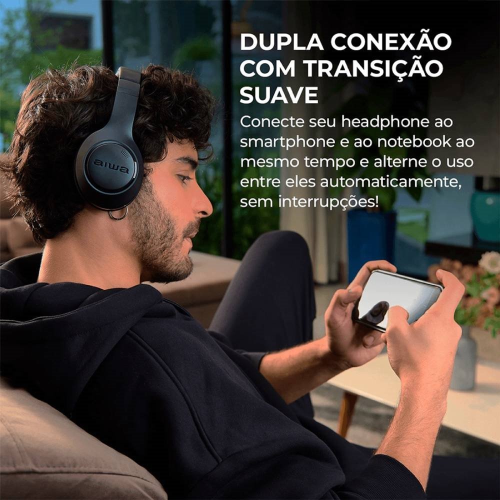 Fone de Ouvido Aiwa AWS-HP-03-B - Bluetooth, Preto