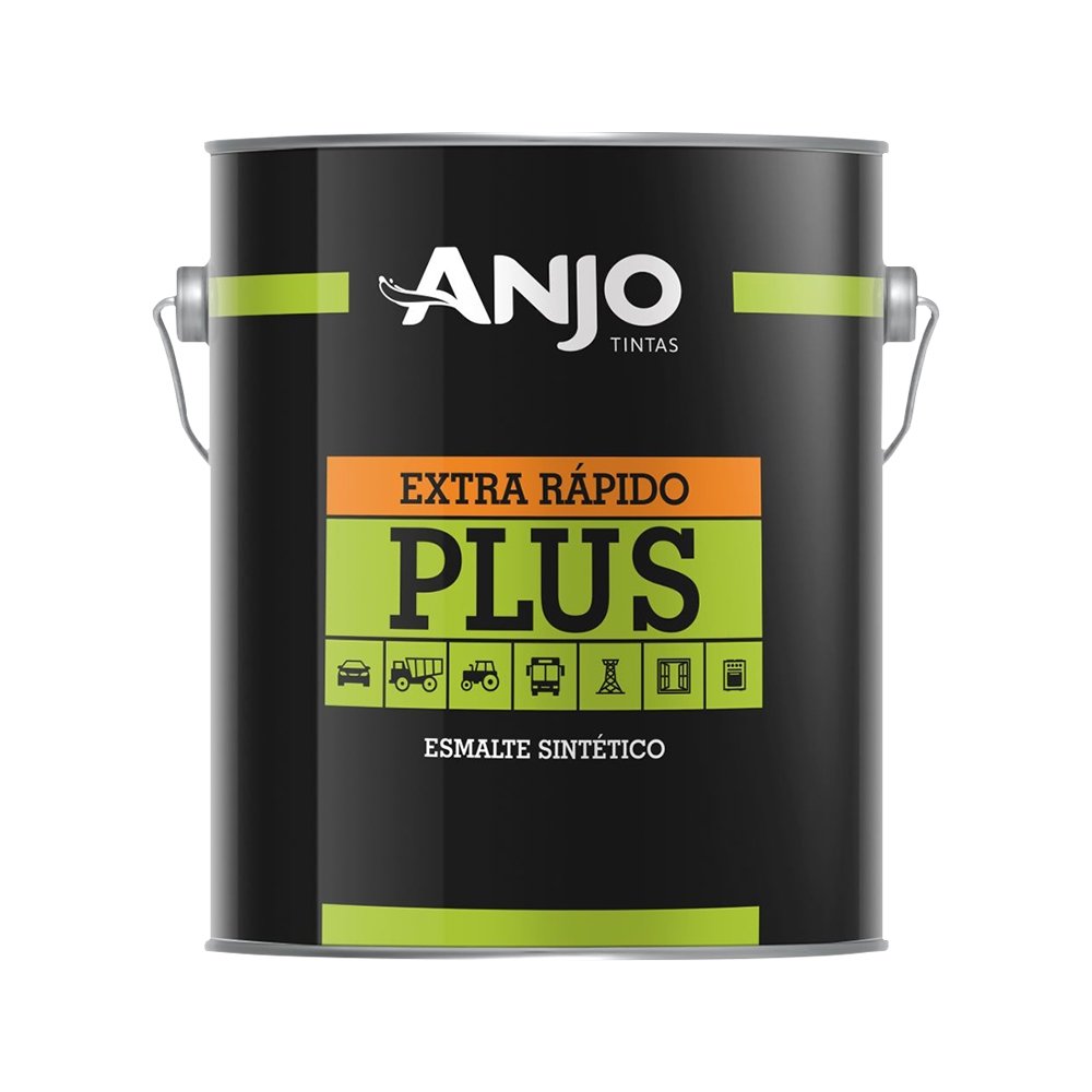 Tinta Anjo Esmalte Sintético Preto - Extra Rápido Plus 3,6 Litros