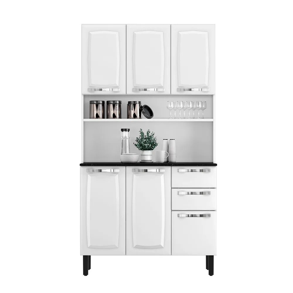 Cozinha Itatiaia Kit-105 Pratika - 6 Portas, 2 Gavetas, Branco
