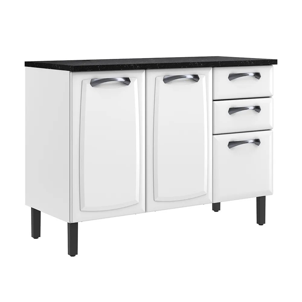 Balcão Itatiaia New Premium Balc-120 - 3 Portas, 2 Gavetas, Branco Neve