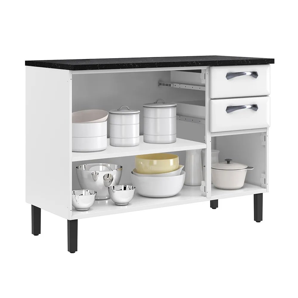 Balcão Itatiaia New Premium Balc-120 - 3 Portas, 2 Gavetas, Branco Neve