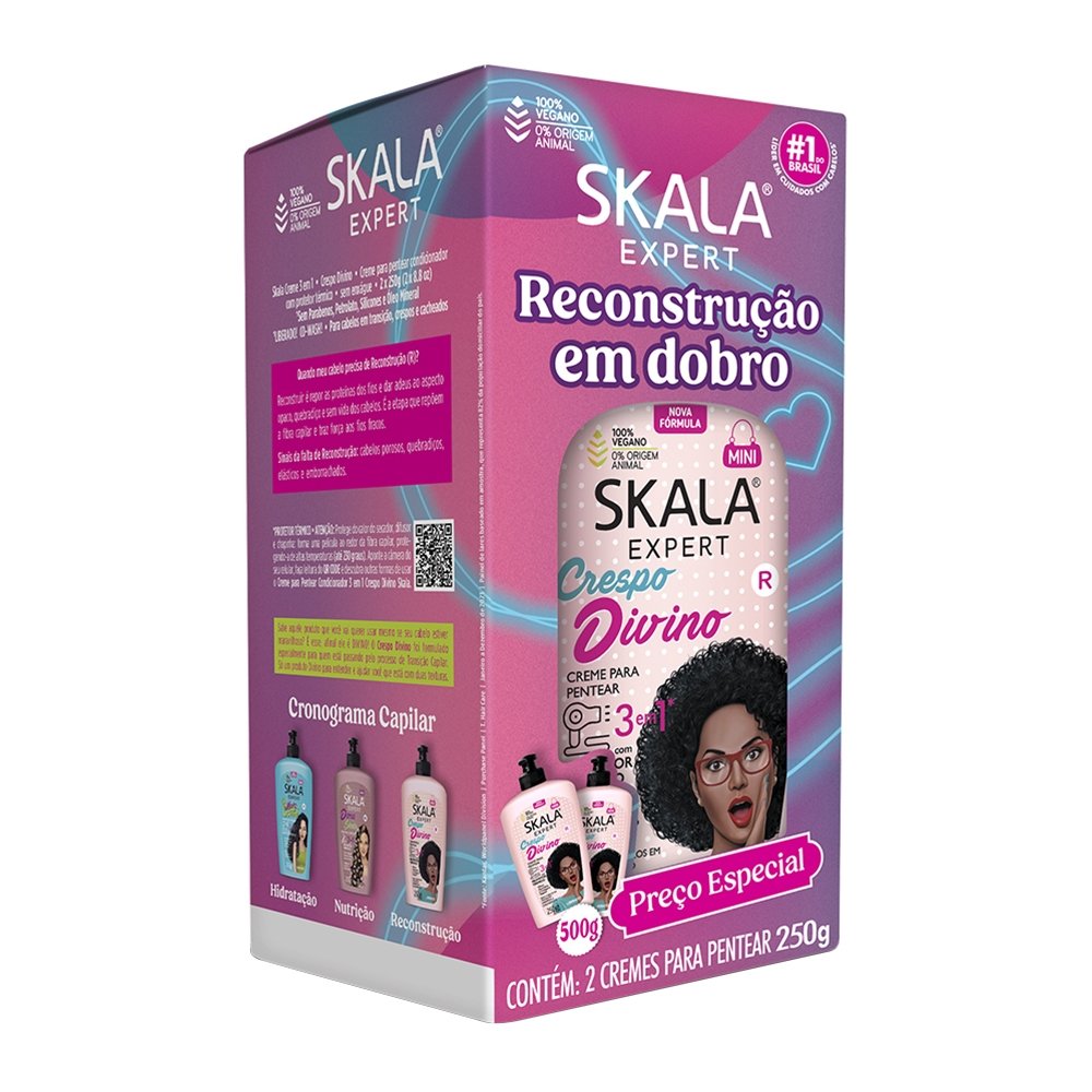 Creme de Pentear Skala Crespo Divino 250g - Embalagem com 2 Unidades