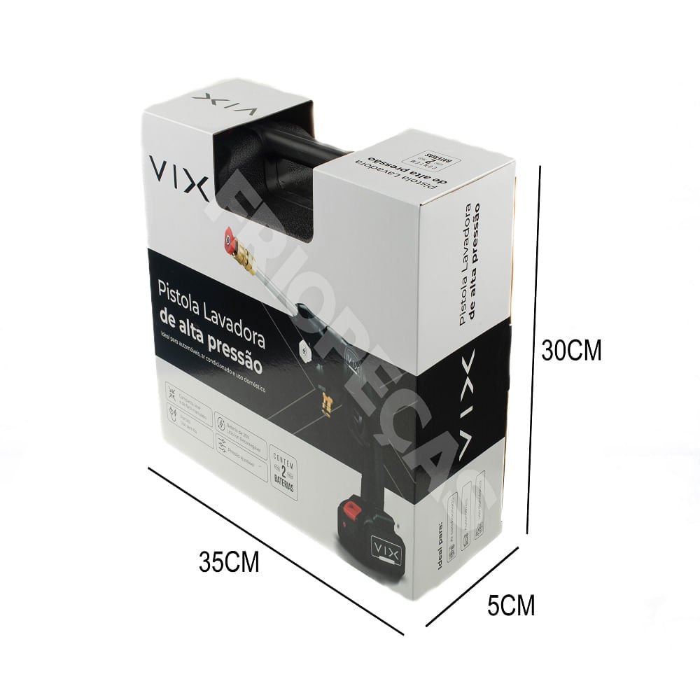 Pistola Lavadora Alta Pressão Vix Portátil com 2 Baterias ¿ 127 V Pistola Lavadora Alta Pressão Vix Portátil com 2 Baterias ¿ 12V