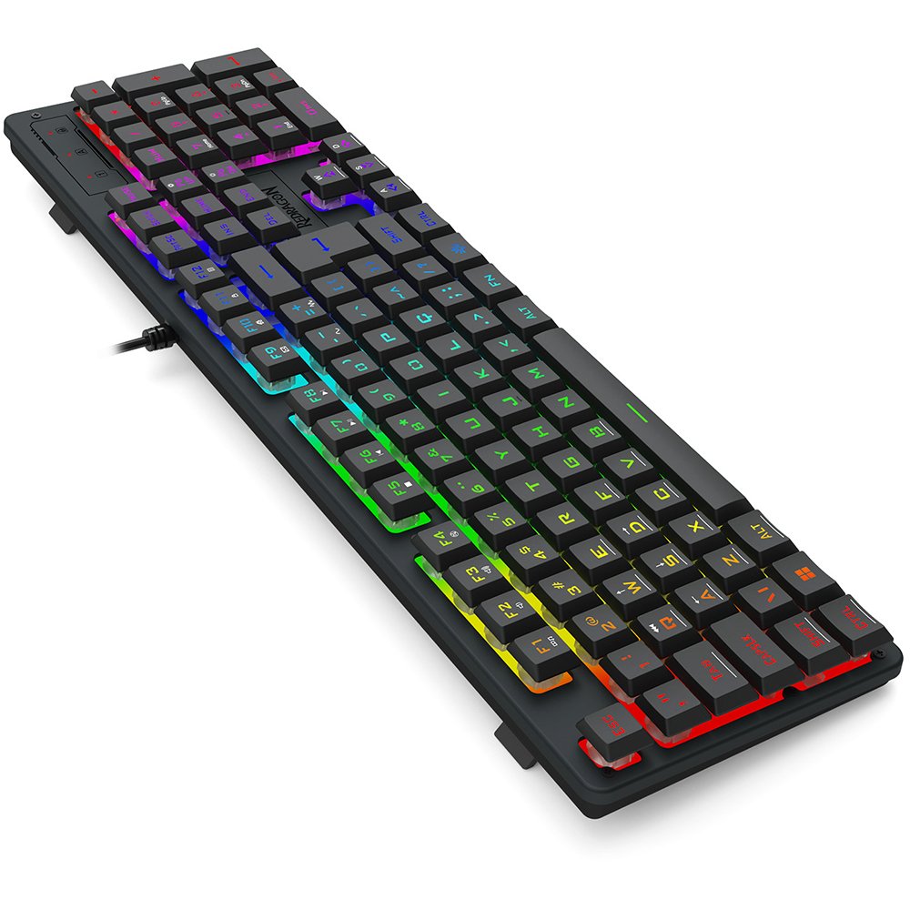 Teclado Membrana Gamer Redragon Netherbane Iluminacao Rainbow Preto ABNT2 K521-R PT